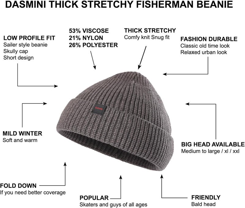 DASMINI Fisherman Beanie Hats for Men Women,Knit Trawler Skull Cap,Watch Cap,Spring Fall Winter Warm Short Hats - Image 4